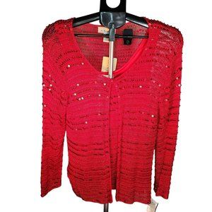 NEW S. M. Collection Rayon Red Sequin Twin Set W Fully Lined Tank. Size XL. NWT